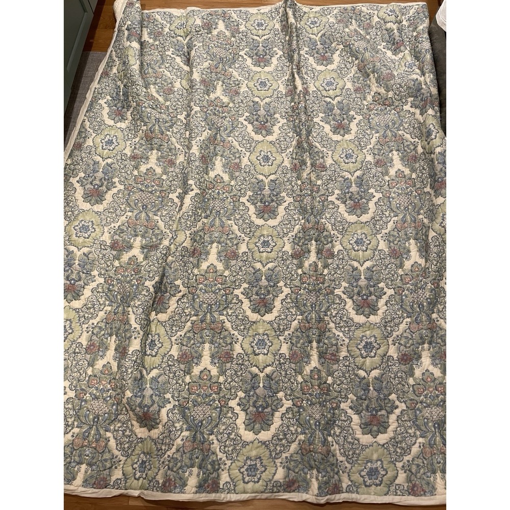 Pottery Barn Giselle Quilt‎ Full/Queen Blanket Cotton 92" x 88" Floral Boho